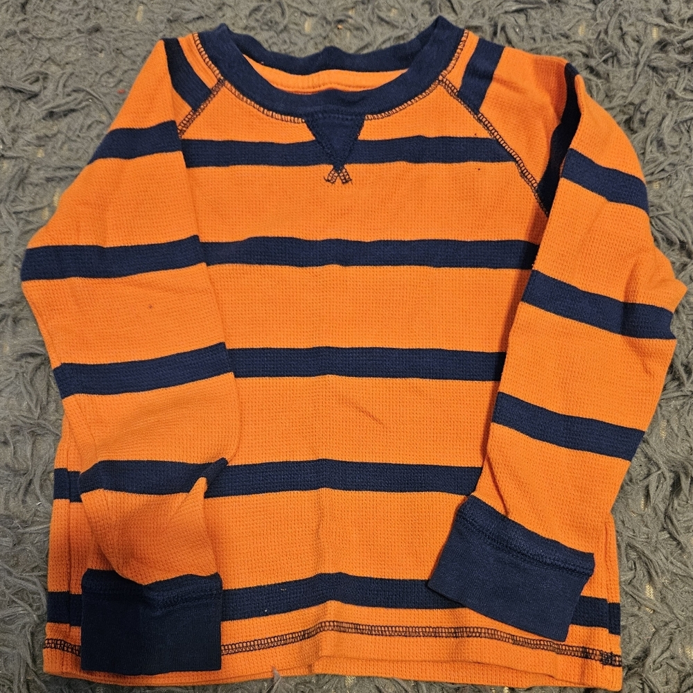 Striped Orange and Navy Toddler Boy's Thermal